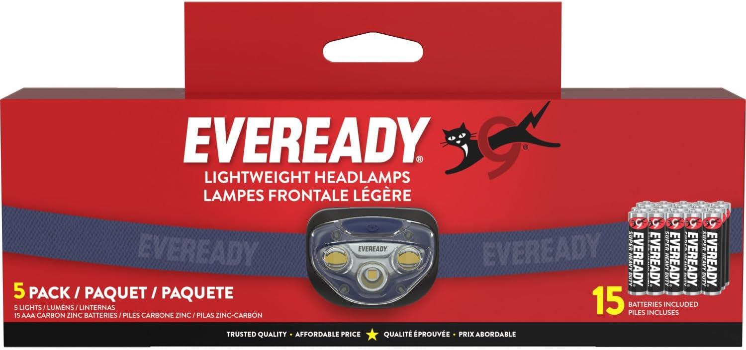 image:imageEVEREADY LED Headlamps Pro200 5Pack IPX4 Water Resistant Bright and Durable Head Lights for Camping Hiking Emergency Power Outage Batteries IncludedNavy Blue 5Pack