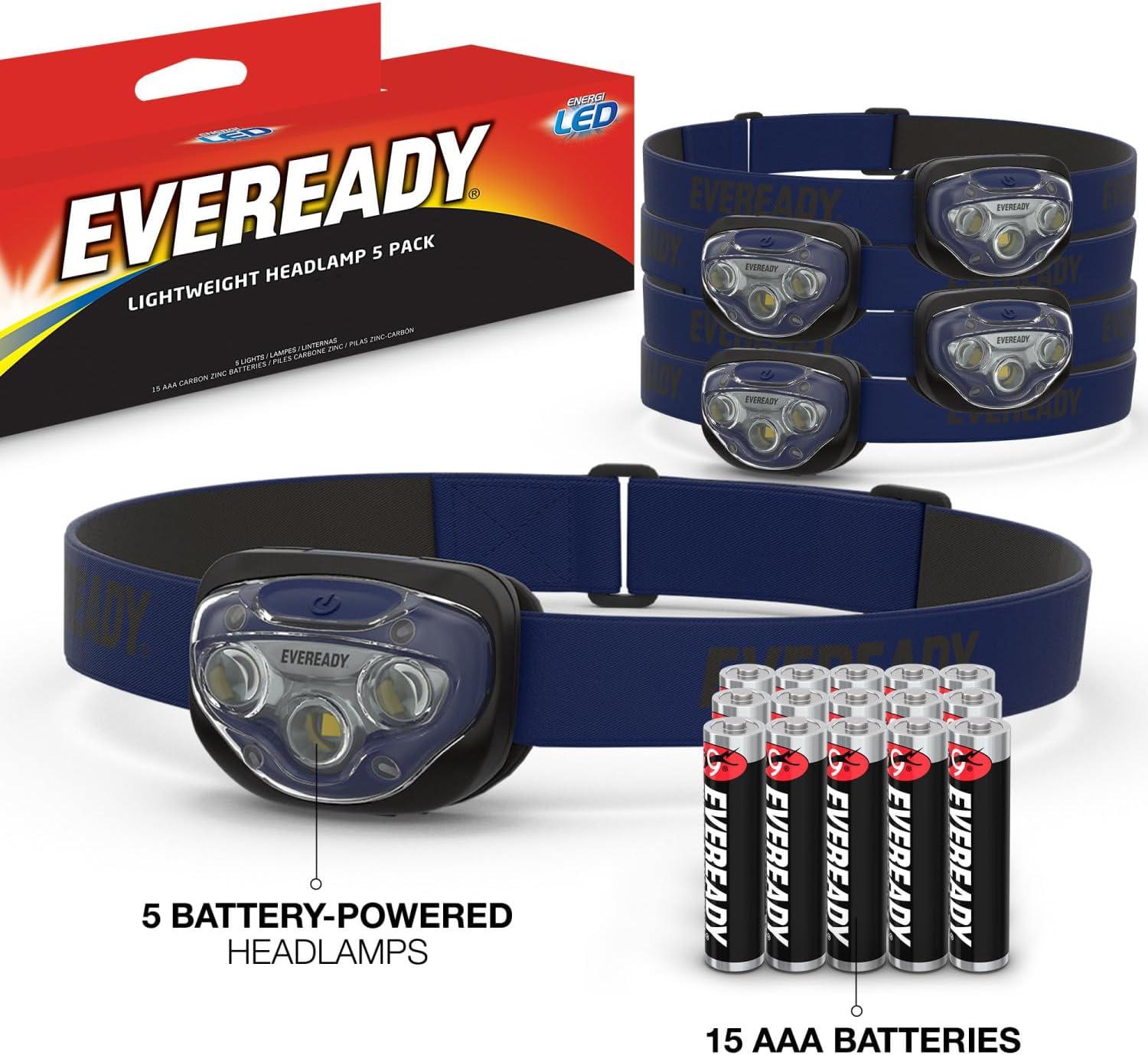 image:imageEVEREADY LED Headlamps Pro200 5Pack IPX4 Water Resistant Bright and Durable Head Lights for Camping Hiking Emergency Power Outage Batteries IncludedNavy Blue 5Pack