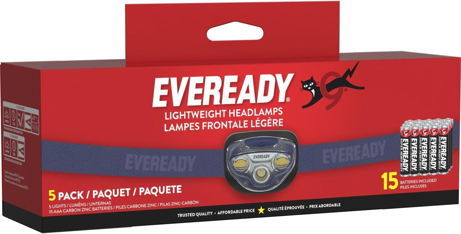 image:imageEVEREADY LED Headlamps Pro200 5Pack IPX4 Water Resistant Bright and Durable Head Lights for Camping Hiking Emergency Power Outage Batteries IncludedNavy Blue 5Pack