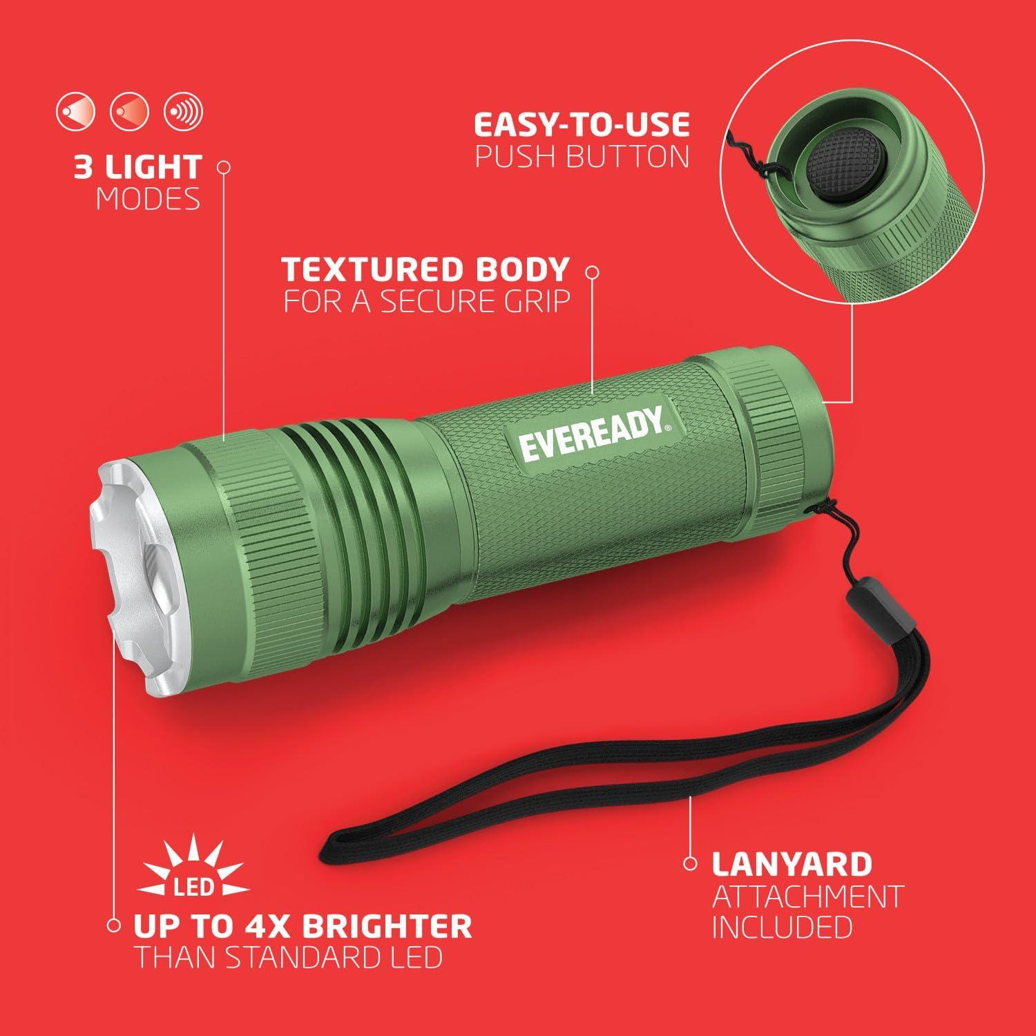 image:imageEVEREADY Tactical Light 300 Lumen IPX4 Water Resistant Durable Metal LED Flashlight Indoor and Outdoor Metal Flashlight