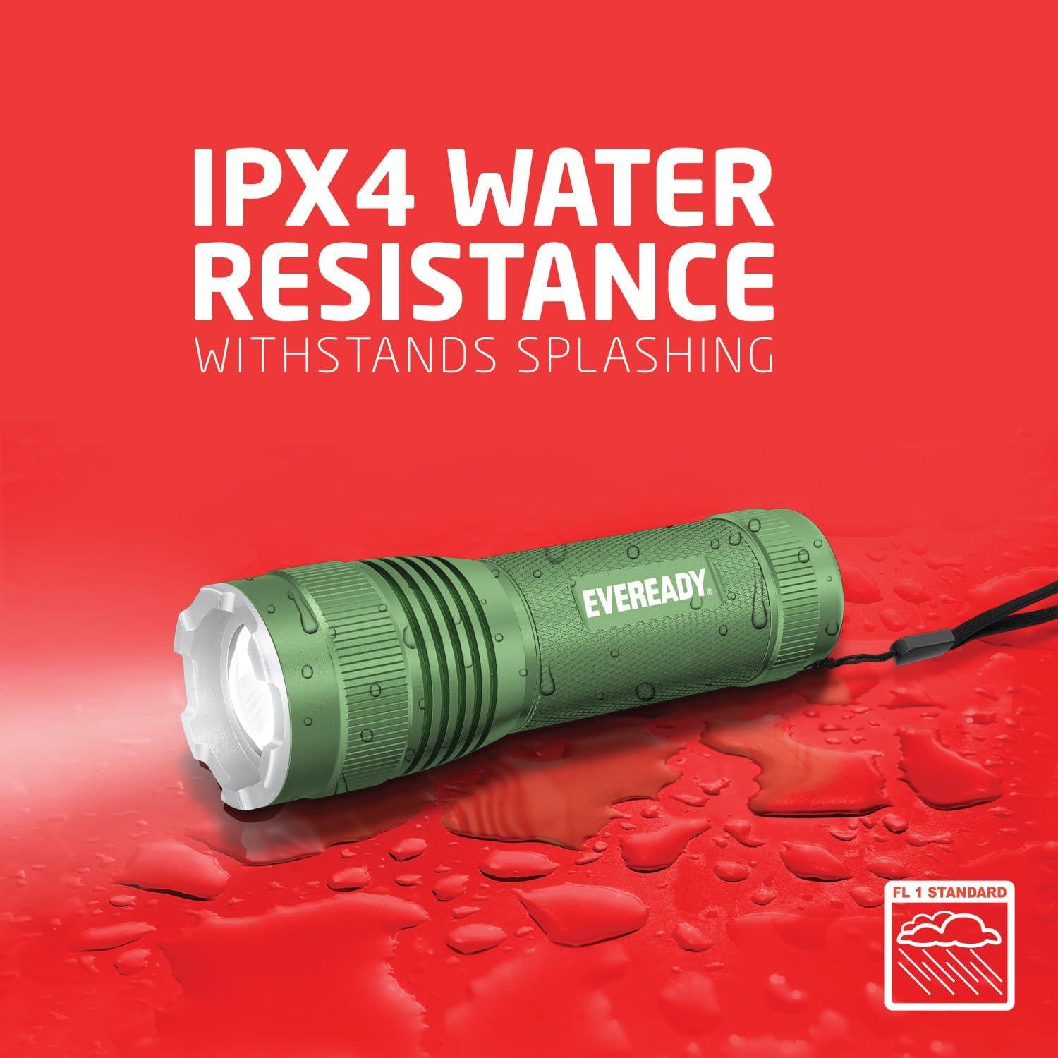 image:imageEVEREADY Tactical Light 300 Lumen IPX4 Water Resistant Durable Metal LED Flashlight Indoor and Outdoor Metal Flashlight