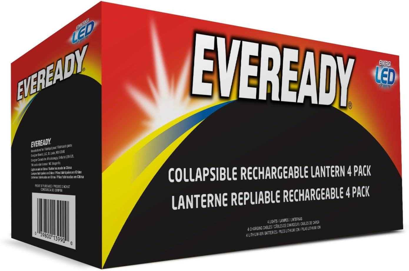 image:imageEveready Collapsible Rechargeable Lanterns 300 Lumens USB Rechargeable Lantern Outdoor and Camp Lantern MicroUSB Charging Cable Included 4 CountMulticolor