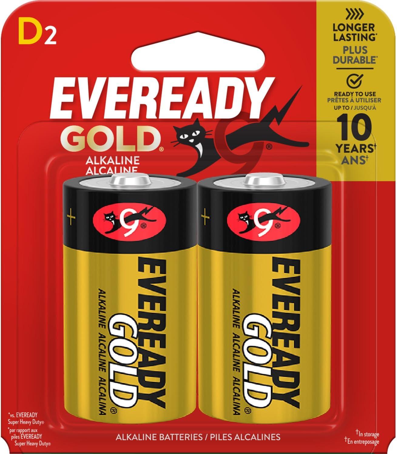 image:imageEveready Gold Alkaline D Batteries 2 Pack of D Cell BatteriesStandard