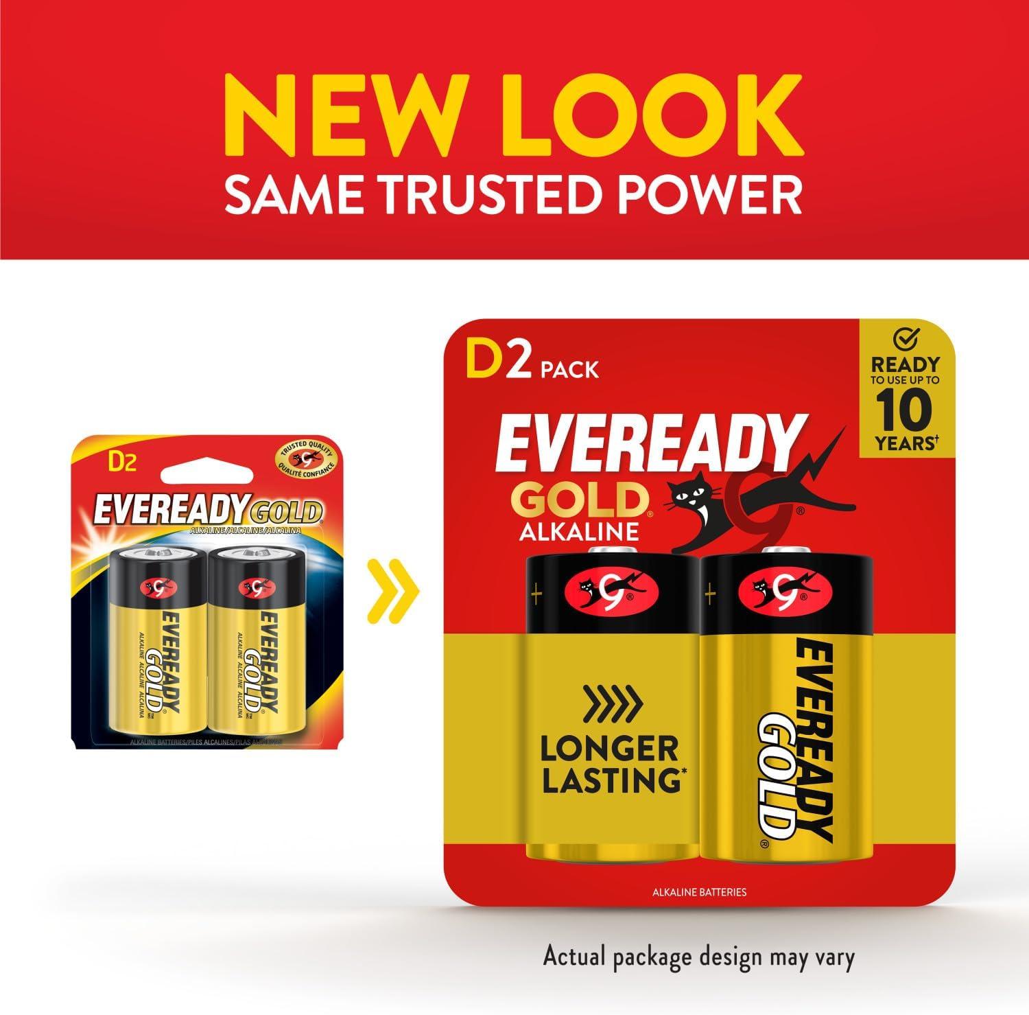 image:imageEveready Gold Alkaline D Batteries 2 Pack of D Cell BatteriesStandard