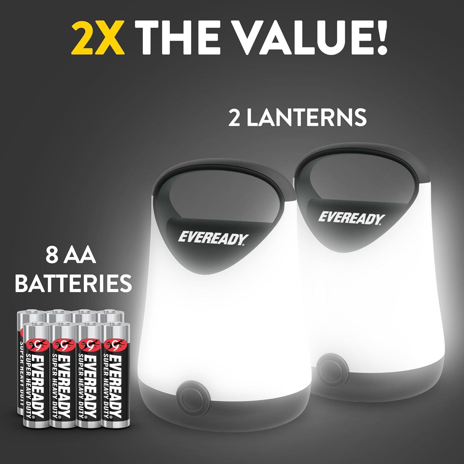 image:imageEveready LED Camping Lantern X250 2Pack Super Bright Tent Lights Rugged Water Resistant LED Lanterns 100 Hour Runtime Batteries Included GreenTanBlack