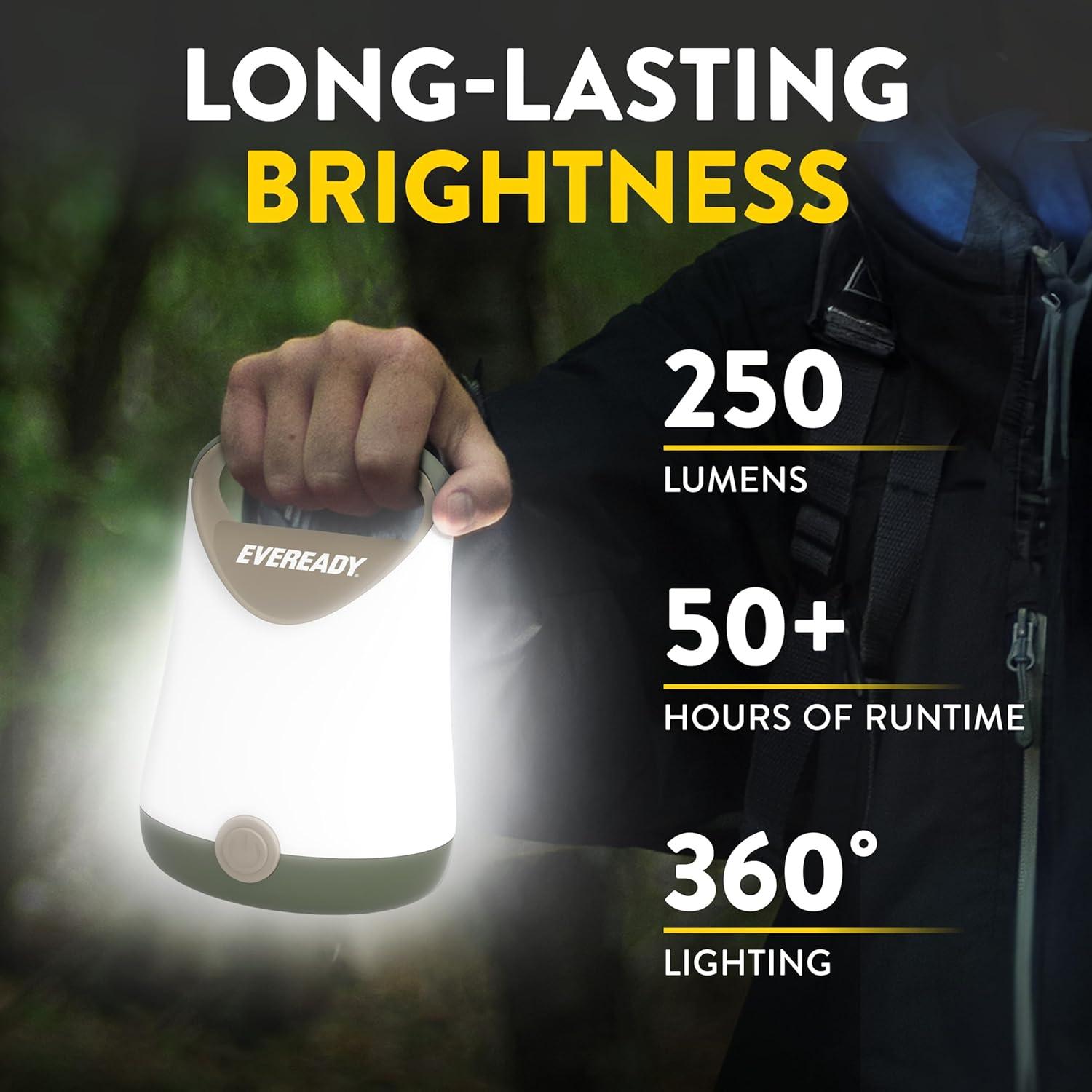 image:imageEveready LED Camping Lantern X250 2Pack Super Bright Tent Lights Rugged Water Resistant LED Lanterns 100 Hour Runtime Batteries Included GreenTanGreenTan