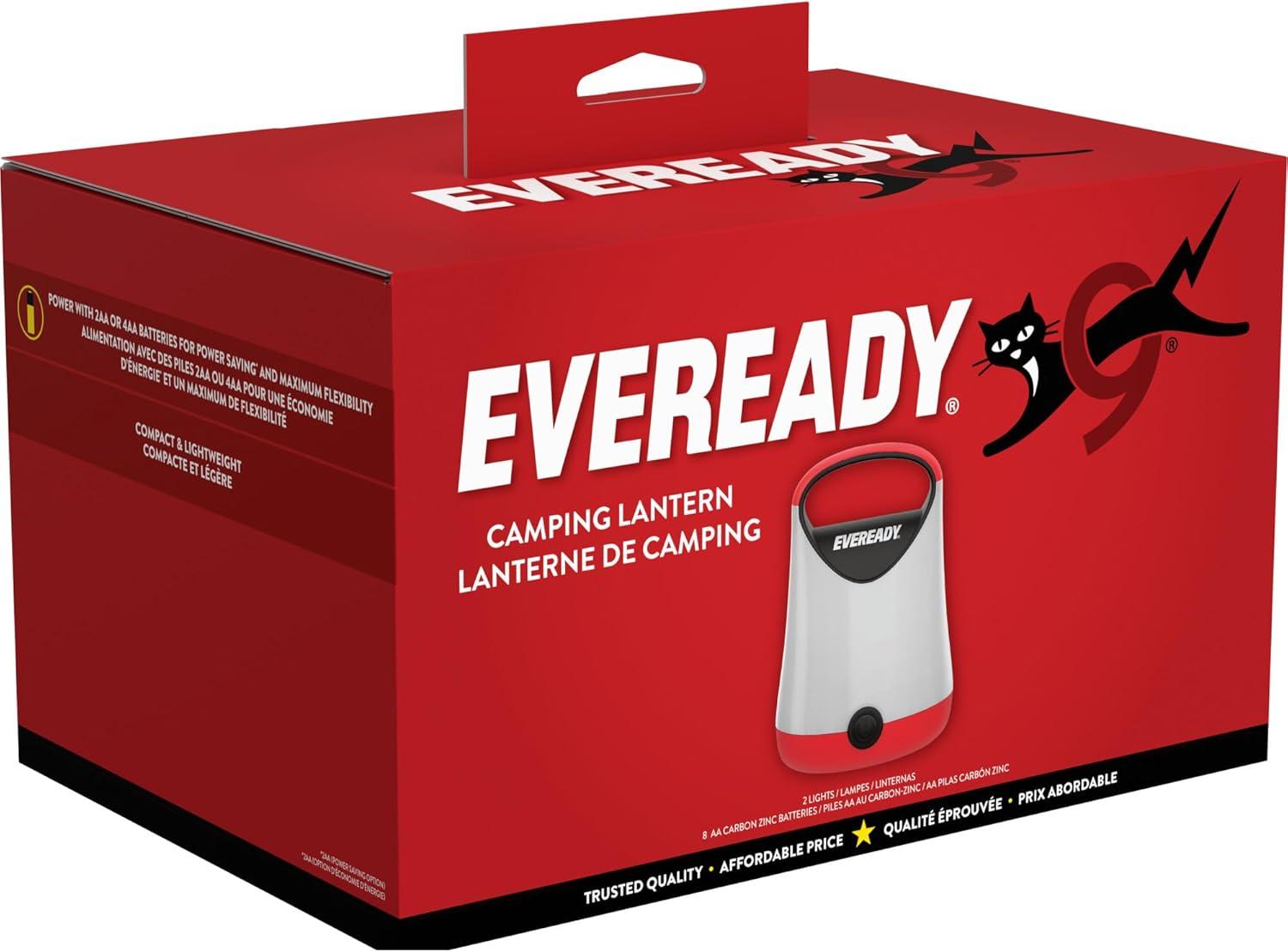 image:imageEveready LED Camping Lantern X250 2Pack Super Bright Tent Lights Rugged Water Resistant LED Lanterns 100 Hour Runtime Batteries Included GreenTanRed and Black
