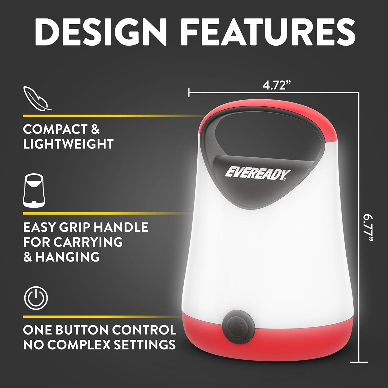 image:imageEveready LED Camping Lantern X250 2Pack Super Bright Tent Lights Rugged Water Resistant LED Lanterns 100 Hour Runtime Batteries Included GreenTanRed and Black