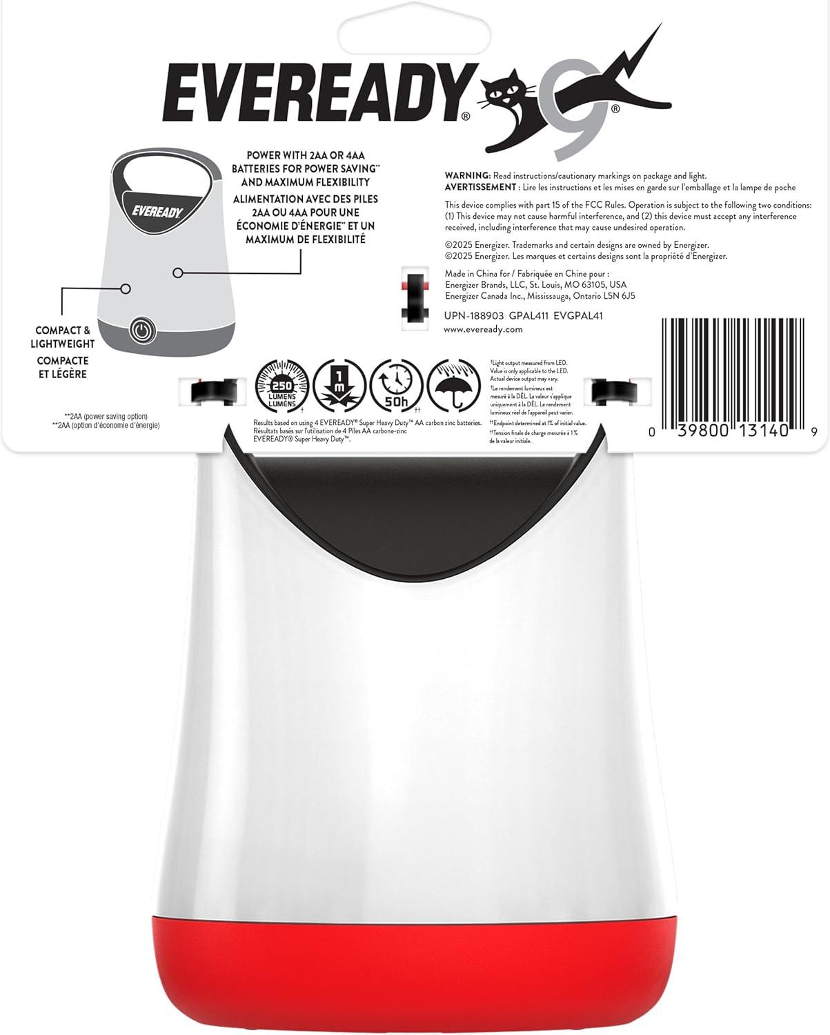 image:imageEveready LED Camping Lantern X250 2Pack Super Bright Tent Lights Rugged Water Resistant LED Lanterns 100 Hour Runtime Batteries Included GreenTanRed and Black