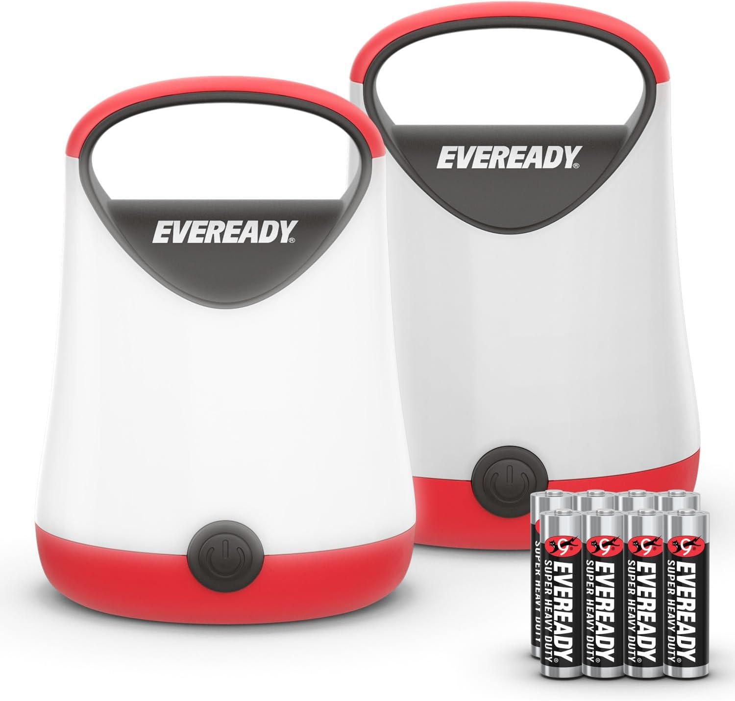 image:imageEveready LED Camping Lantern X250 2Pack Super Bright Tent Lights Rugged Water Resistant LED Lanterns 100 Hour Runtime Batteries Included GreenTanRed and Black