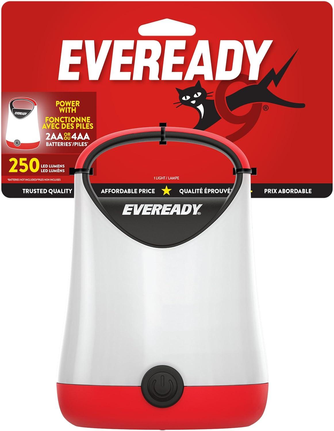 image:imageEveready LED Camping Lantern X250 2Pack Super Bright Tent Lights Rugged Water Resistant LED Lanterns 100 Hour Runtime Batteries Included GreenTanRed and Black