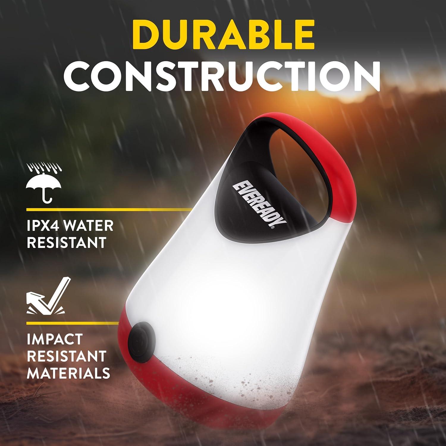 image:imageEveready LED Camping Lantern X250 2Pack Super Bright Tent Lights Rugged Water Resistant LED Lanterns 100 Hour Runtime Batteries Included GreenTanRed and Black