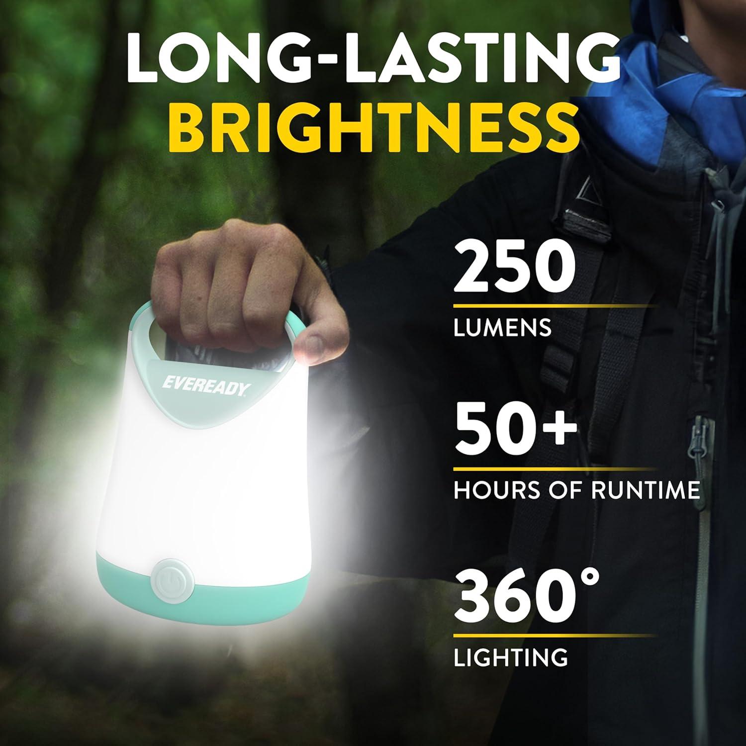 image:imageEveready LED Camping Lantern X250 2Pack Super Bright Tent Lights Rugged Water Resistant LED Lanterns 100 Hour Runtime Batteries Included GreenTanTeal