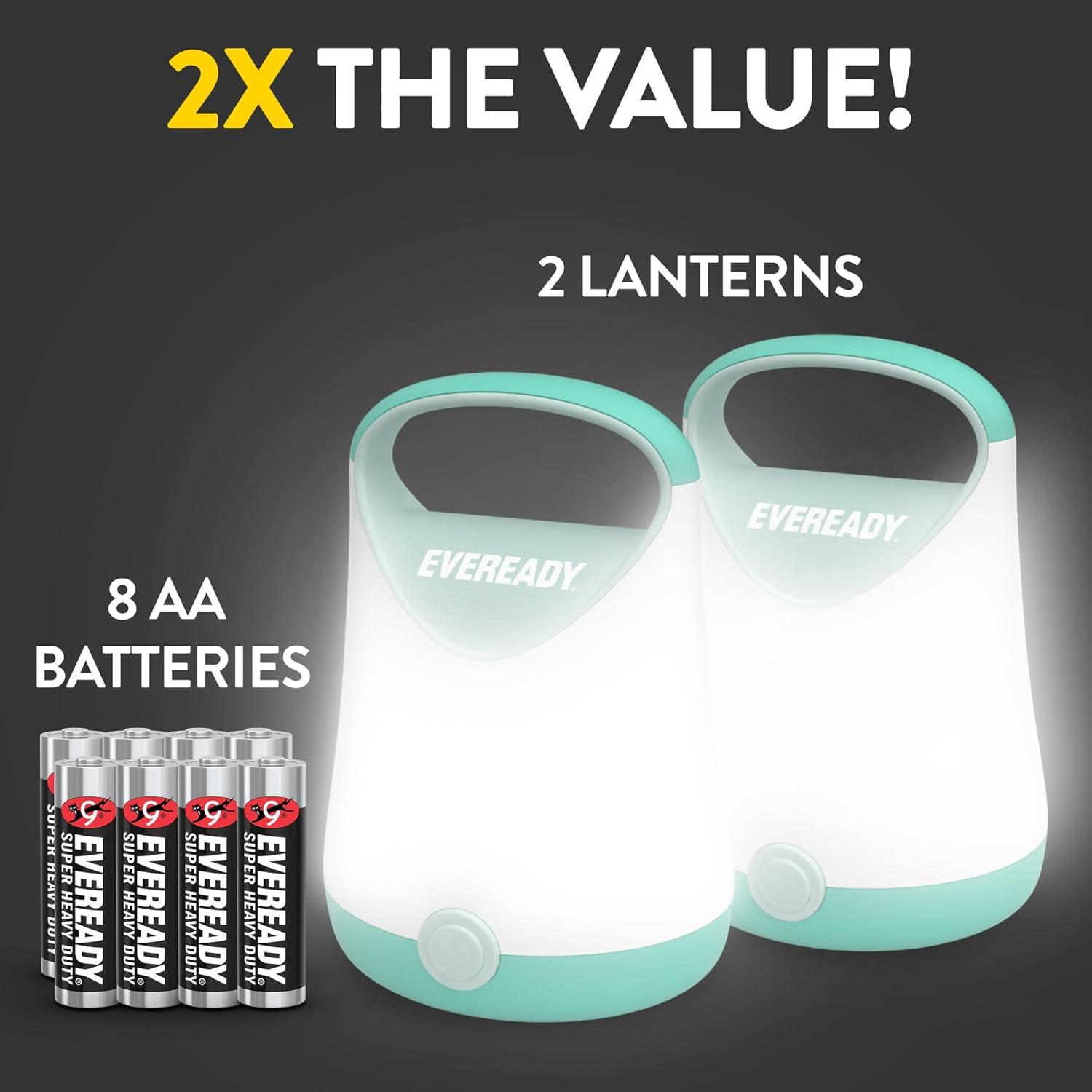 image:imageEveready LED Camping Lantern X250 2Pack Super Bright Tent Lights Rugged Water Resistant LED Lanterns 100 Hour Runtime Batteries Included GreenTanTeal