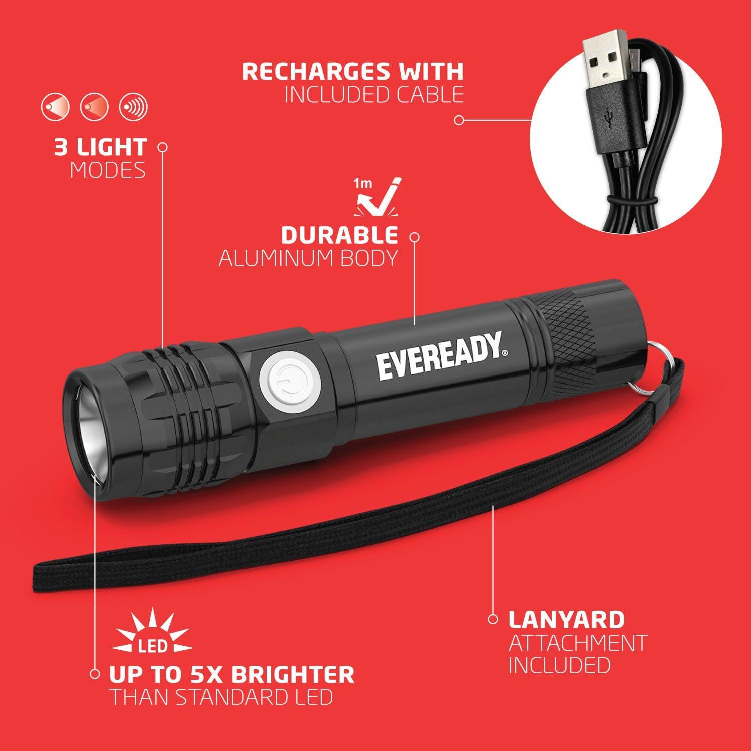 image:imageEveready LED Tactical Flashlight Bright Rechargeable Flashlights for Emergencies and Camping Gear Water Resistant Flash Light
