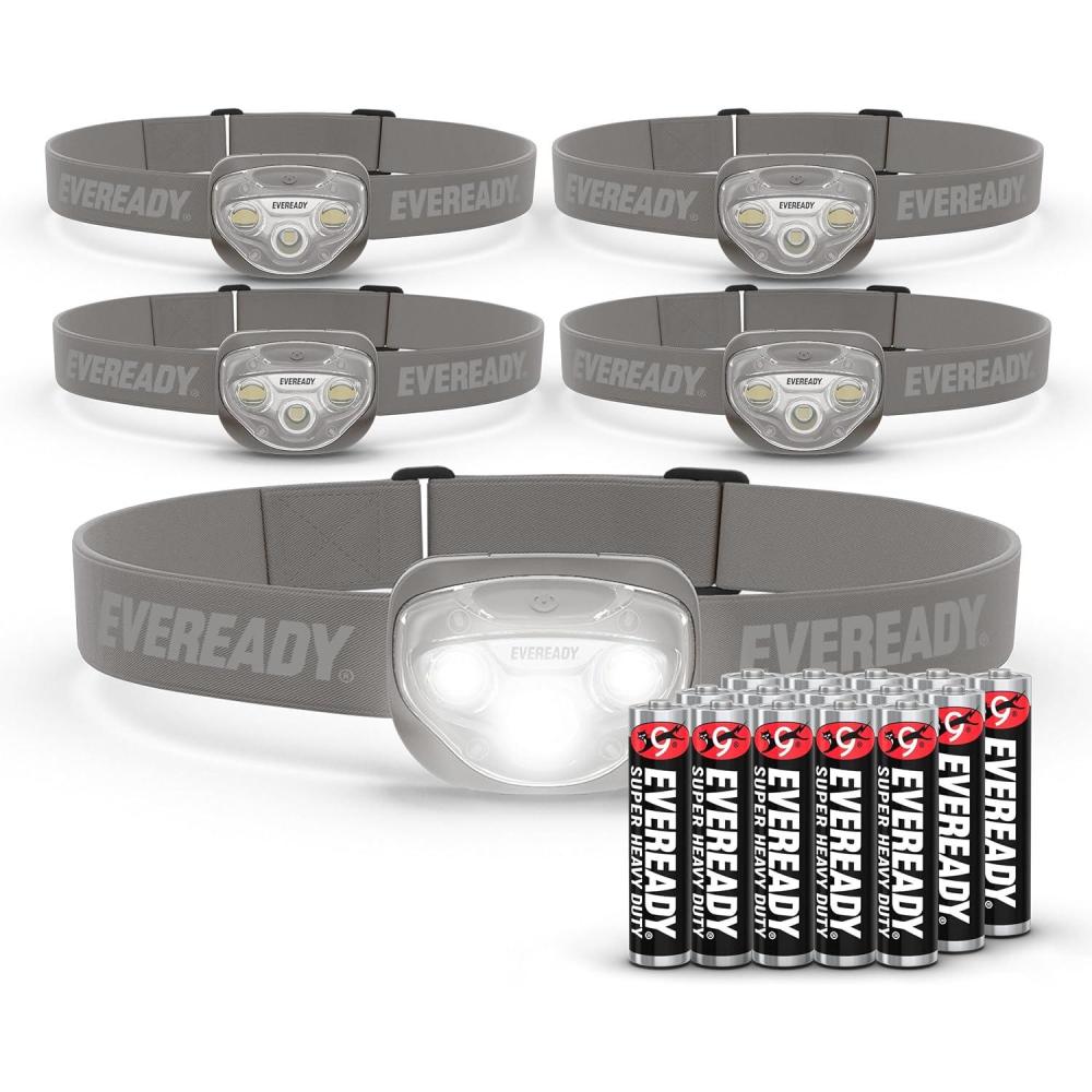 image:imageEVEREADY LED Headlamps Pro200 5Pack IPX4 Water Resistant Bright and Durable Head Lights for Camping Hiking Emergency Power Outage Batteries IncludedGray 5Pack
