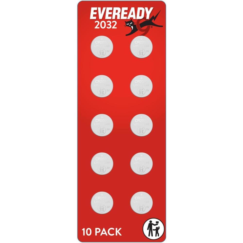 image:imageEveready 2032 Batteries 10 Pack 3V Lithium Coin Batteries for Watches AirTags Key Fobs and Other Small Electronics