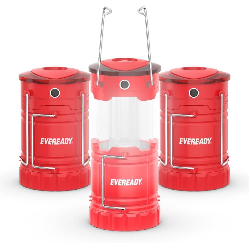 image:imageEveready LED Camping Lantern 360 PRO 3Pack Super Bright Tent Lights IPX4 Water Resistant LED Lanterns for Power Outage Hurricane Preparedness Batteries IncludedRed