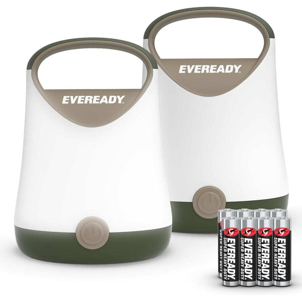 image:imageEveready LED Camping Lantern X250 2Pack Super Bright Tent Lights Rugged Water Resistant LED Lanterns 100 Hour Runtime Batteries Included GreenTanGreenTan
