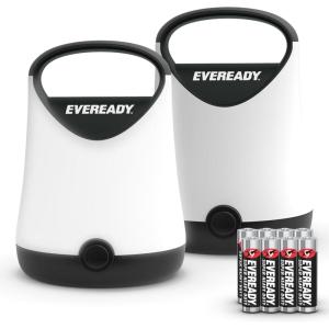 Eveready LED Camping Lantern X-250 (2-Pack), Super Bright Tent Lights, Rugged Water Resistant LED Lanterns, 100 Hour Run-time (Batteries Included), Green/Tan(Black)