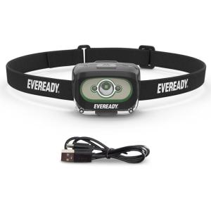 Eveready X200 LED Rechargeable Headlamps (2-Pack), Super Bright IPX4 Water Resistant Head Lights for Running, Camping, Emergency, Outdoors (USB Cable Included)(Black)