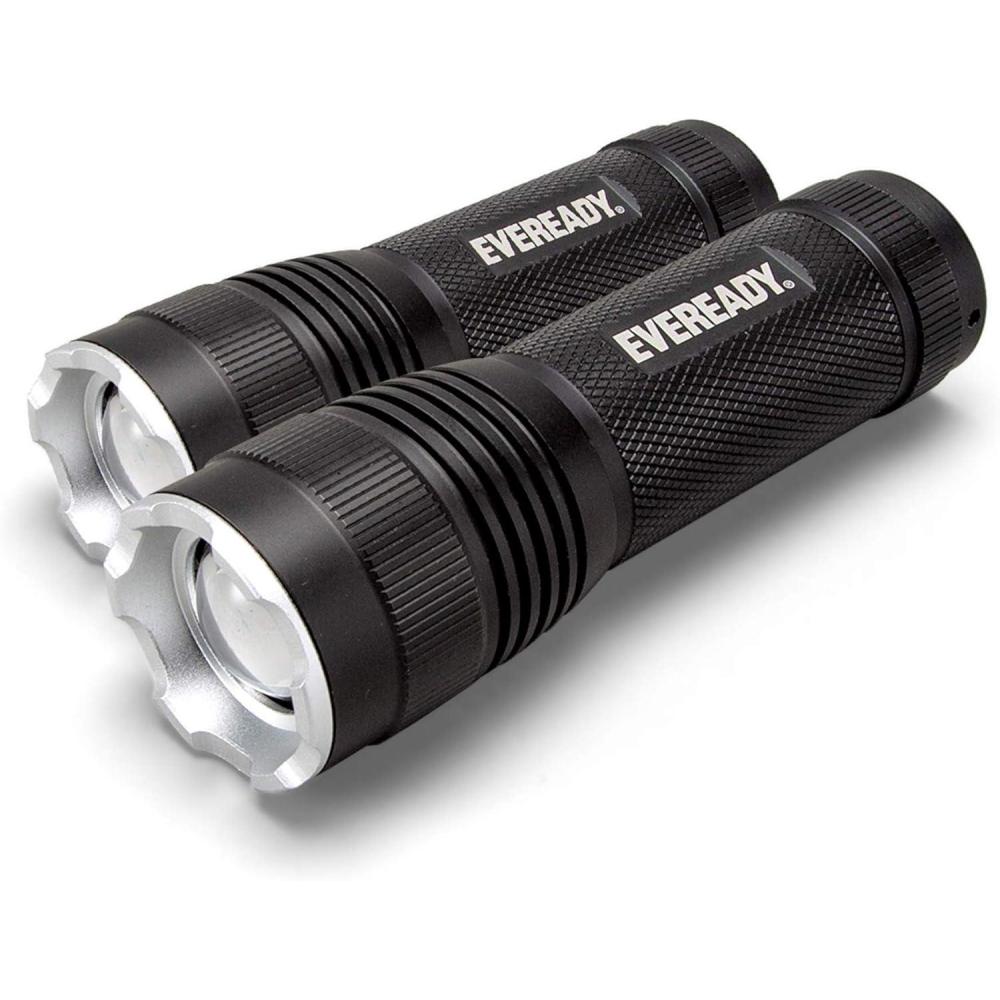 image:imageEVEREADY LED Tactical Flashlight IPX4 Water Resistant EDC Flashlight Super Bright High Lumens Zoomable 3 Light Modes Heavy Duty Metal Body Lanyard Included Black