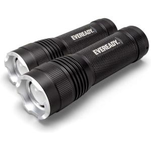 EVEREADY LED Tactical Flashlight, IPX4 Water Resistant EDC Flashlight, Super Bright High Lumens, Zoomable, 3 Light Modes, Heavy Duty Metal Body, Lanyard Included, Black