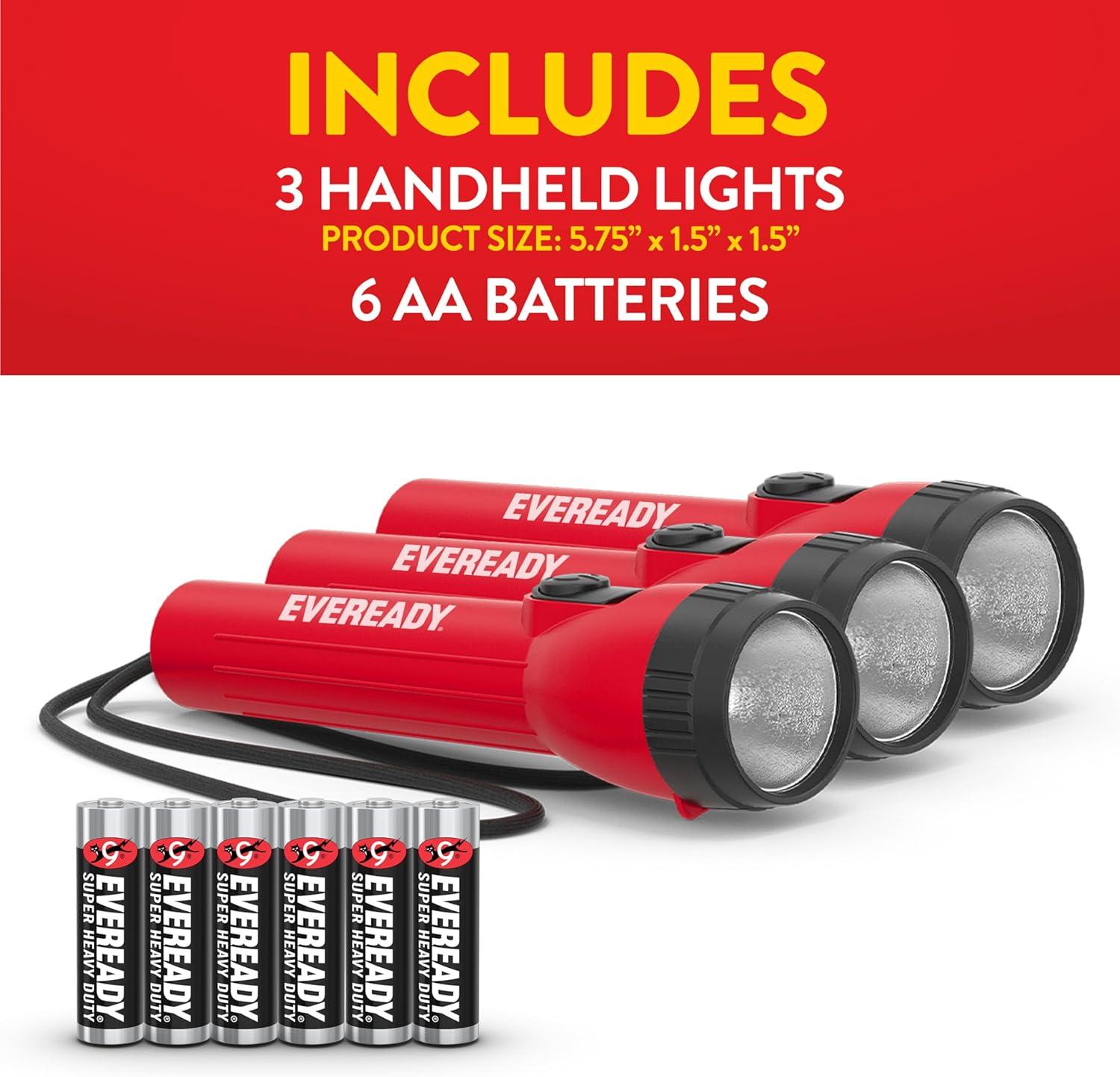 image:imageEVEREADY LED Flashlights 3Pack Bright Flashlights for Emergencies and Camping Gear Power Outage Flash Light AA Batteries Included3 pack